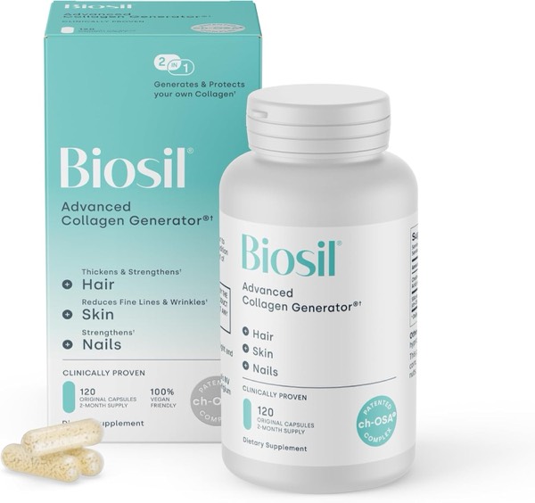 Biosil Collagen Booster Supplement - 120 Original Capsules - Patented ch-OSA Activator for Skin product image