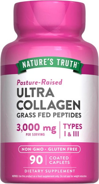 Nature's Truth Collagen Peptides | 90 Caplets | Type 1 and 3 with Vitamin C | Grass Fed product image