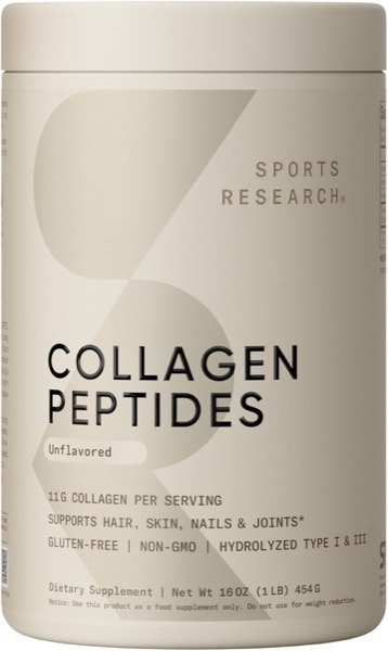 Sports Research Marine Collagen bottle with blue label